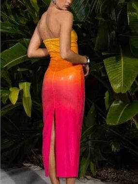 RUNAWAY THE LABEL MALIBU MIDI DRESS TROPICAL SIZE L